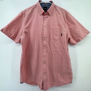 Vans Classic Fit Red Chambray Red Button Down Shirt Sz Large